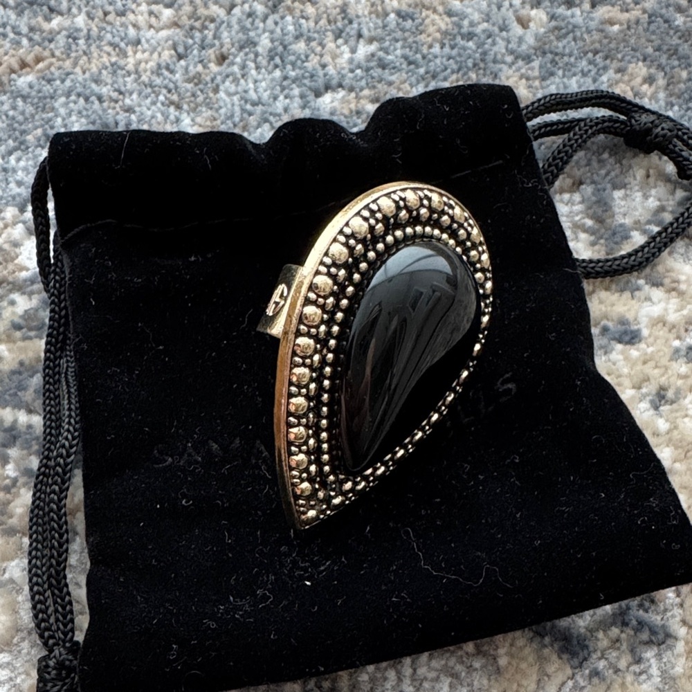 Samantha Wills Black and Gold Teardrop Ring